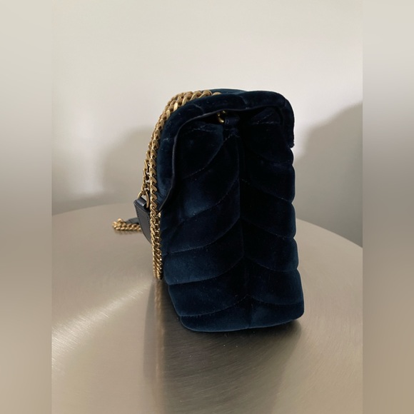 YSL Classic Monogram Envelope Satchel Quilted Shoulder Bag in Blue - Picture 5 of 10